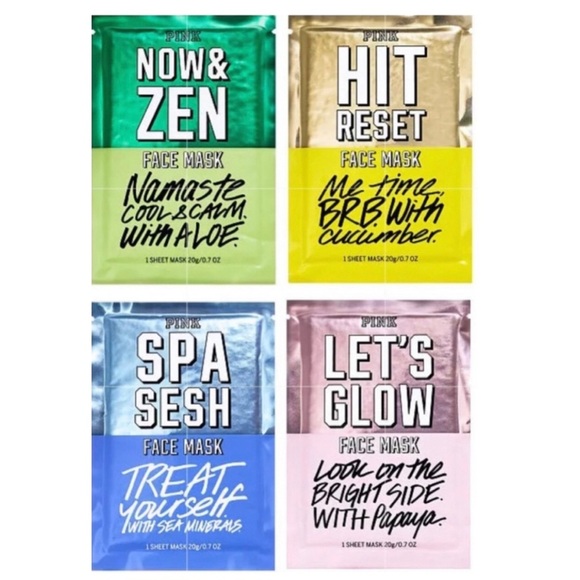 Pack of 4 VICTORIA’S SECRET PINK Face Sheet‎ Mask Spa Facial Skincare Bundle - Picture 9 of 9